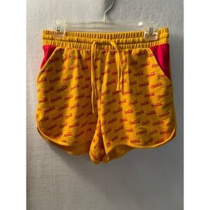 Coca-Cola short‎ shorts with pockets drawstring vintage orange & red